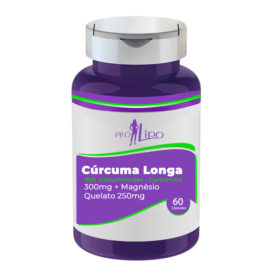 Cúrcuma Longa (95% curcuminoides - Curcumina) 300mg + Magnésio Quelato 250mg