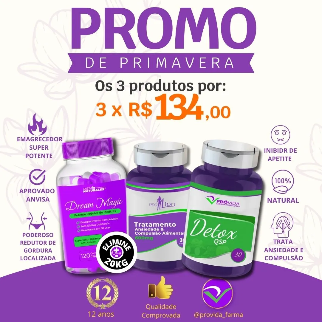 Combo Dream Magic + Tratamento Ansiedade + Detox Qsp