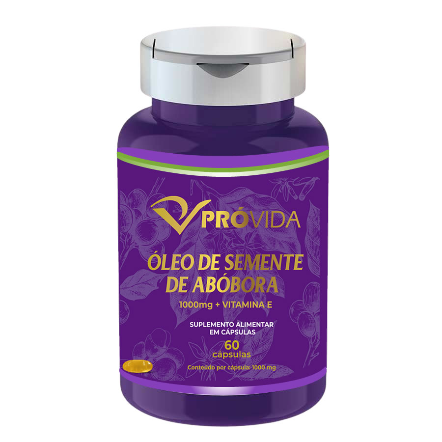 Óleo de Semente de Abóbora 1000 mg + Vitamina E - 60 Cápsulas